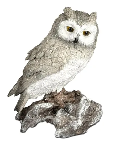 formano Dekofigur Wintereule auf AST | Eule Zierfigur Figur | Haus Gartendeko | 22x17 cm