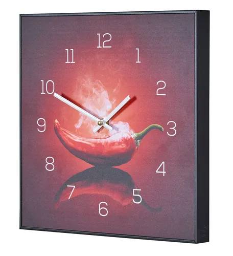 Levandeo® Wanduhr mit Chili Peperoni Motiv – 30x30cm in schwarz von Levandeo