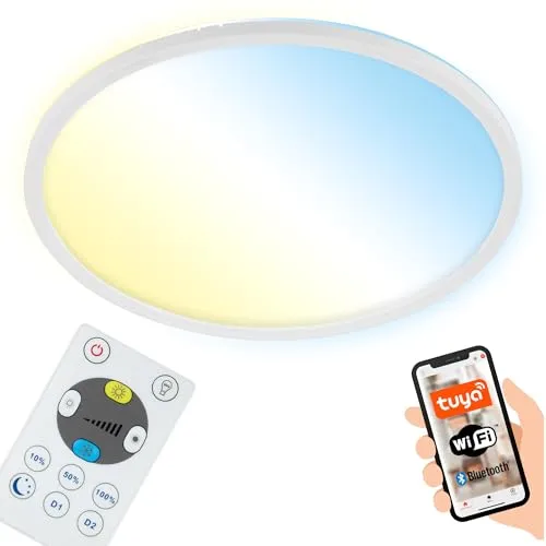 Briloner LED Panel dimmbar Smart WiFi Bluetooth 18W - Deckenleuchte mit Fernbedienung und Sprachsteuerung, individuelle Farbtemperaturanpassung (2700K-6500K) für optimalen Komfort und Atmosphäre.