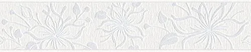 A.S. Creation | Only Borders 11 | 346636 | Vliesbordüre | Blumenoptik | 5.00 x 0.13 m | Weiß | Tapete