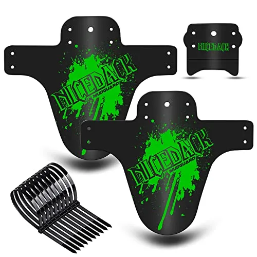 NICEDACK MTB Schutzbleche,Fahrrad Mudguard 2 Stücke MTB Mud Guard Mountainbike Hinten und Vorne Schlamm schaber Spritzschutz (A-Schutzbleche, A-Grün)