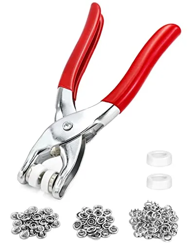 QWORK® Druckknopf Set mit Zange – 100 Stück 9.5mm Druckknöpfe