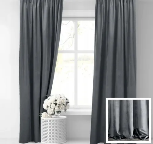 Ösenvorhang Stahl Ösenschal Samtvorhänge Dunkelgrau Vorhänge Blickdicht Velours
