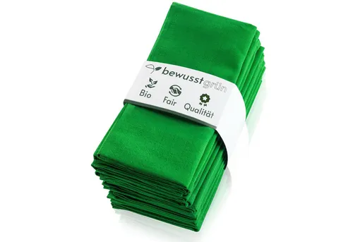 BewusstGrün Stoffserviette 12 Nachhaltige & Faire Stoffservietten, (45 x 45 cm, 12 St., Set Servietten Stoff aus 100% Bio-Baumwolle), Aufwertung des gemeinsamen Esstisches für Anlässe und Alltag