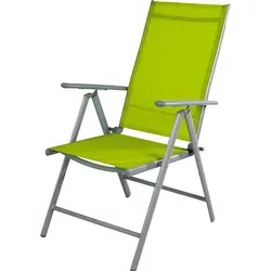Garten Klappstuhl Hochlehner Alu Textilen Silbergrau/Lime - Gartenstuhl Hochlehner, 7-fach verstellbar und klappbar – ideal für komfortable Entspannung im Freien, wetterfest und pflegeleicht.