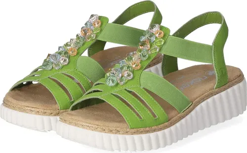 Rieker Plateausandale - Sommerschuh mit Gummizügen für besten Sitz - Wanderschuhe, ideal für den Sommer, mit gepolsterter Innensohle und profiliertem Laufsohlenmaterial für optimalen Komfort und Halt.