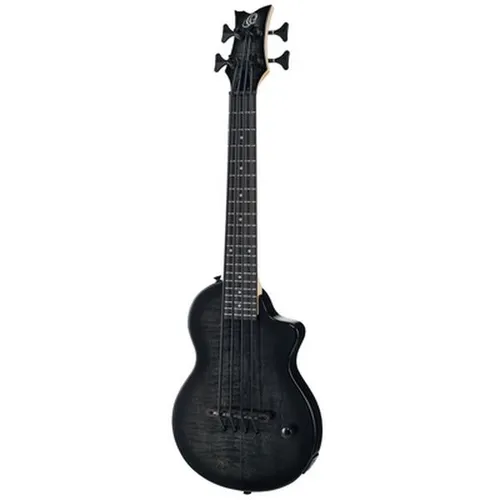 Ortega Neo Series Solid U-Bass TGB - Sonstige Zupfinstrumente, elektrischer 4-Saiter U-Bass mit hochwertigem Korpus aus Okoume und geflammter Ahorn-Decke, ideal für Musiker, die einen kompakten und kraftvollen Klang suchen.