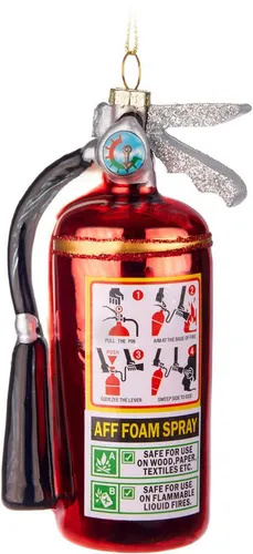 BRUBAKER Christbaumschmuck Handbemalte Weihnachtskugel Feuerwehr, Weihnachtsdekoration aus Glas, mundgeblasenes Unikat - 10 cm