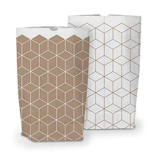 itenga Geschenktüten I Papiertüten I Bodenbeutel aus Papier I Muster Geometrie Sterne Streifen I Weihnachten I Geschenk I Gastgeschenk zum Füllen I 17,0x26,0 cm (Geometrie, 25)