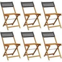 vidaXL Klappbare Gartenstühle 6er Set Schwarz aus Poly Rattan & Massivholz - Gartenstühle aus robustem Akazienholz und pflegeleichtem PE-Rattan. Klappbar für einfachen Transport und Lagerung. Ideal für Garten, Terrasse oder Balkon.
