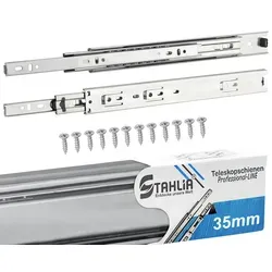 ID Dinkel 5 Paar Schubladenschienen 35mm - Länge 400mm VOLLAUSZUG Teleskopschublade Schubladenauszug