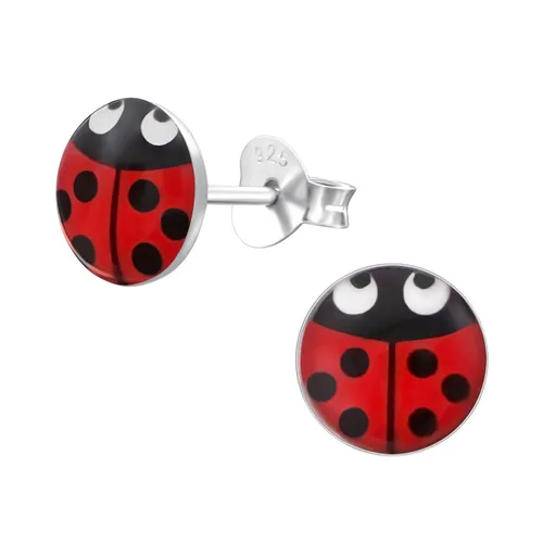 Marienkäfer Ohrringe 925 Silber - Kinder Mädchen Ladybug Ohrstecker Schmuck