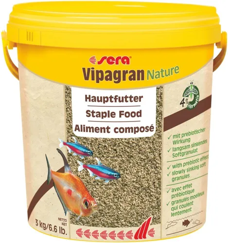 Sera Vipagran Nature 3 kg - Softgranulat Hauptfutter für Fische, mit 4% hochwertigen Insektenmehl für gesundes Wachstum und kräftige Entwicklung