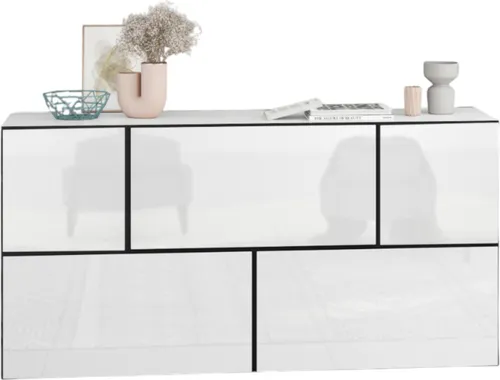 Sideboard VARIANTO 3 Schrank Set 5 tlg., 152 cm, weiß matt / weiß Hochglanz
