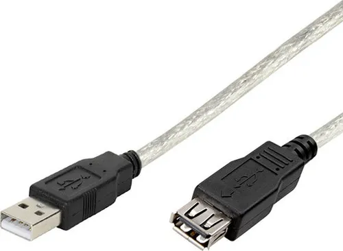 VIVanco™Hochwertiges USB 2.0 Verlängerungskabel, USB Type A Stecker zu USB Type A Buchse, Transparent, 0.75m