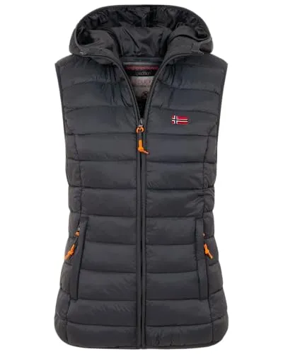 Geographical Norway Damen Steppweste mit Kapuze – Sportlich und Vielseitig - Leichte Steppweste mit Kapuze für Damen, ideal für Übergangszeiten und sportliche Aktivitäten. Praktisch und stylisch für jeden Anlass! Die perfekte Ergänzung deiner Garderobe!','category':'Westen