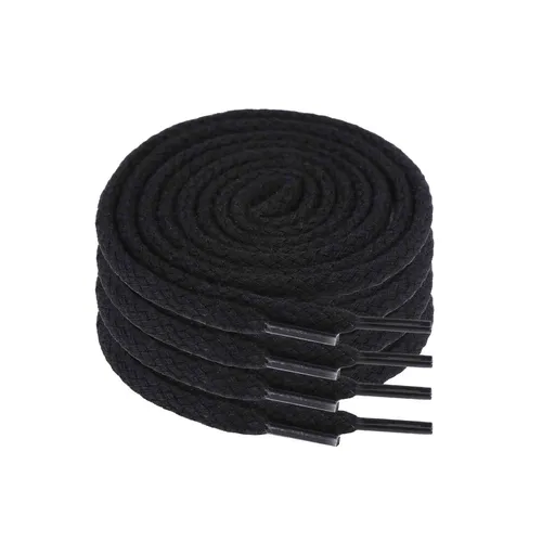 2 Paar schwarze runde Baumwoll-Schnürsenkel 90 cm – robust & atmungsaktiv