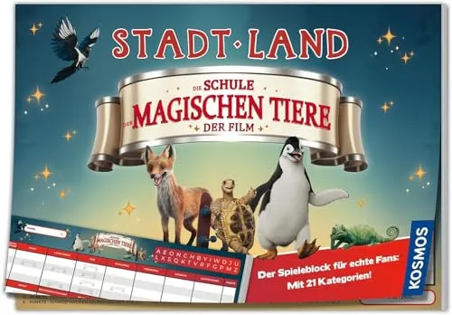 Stadt - Land - Die Schule der magischen Tiere, Gesellschaftsspiel - Gesellschaftsspiel für 2+ Spieler, fördert Kreativität und Teamarbeit, ideal für Kinder ab 8 Jahren