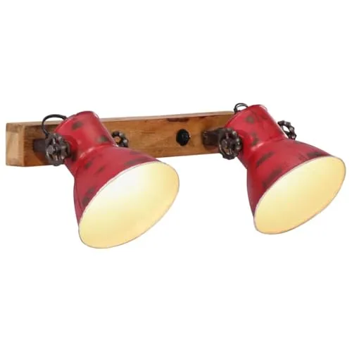 vidaXL Wandleuchte 25 W Rot aus Mangoholz in rot von vidaXL