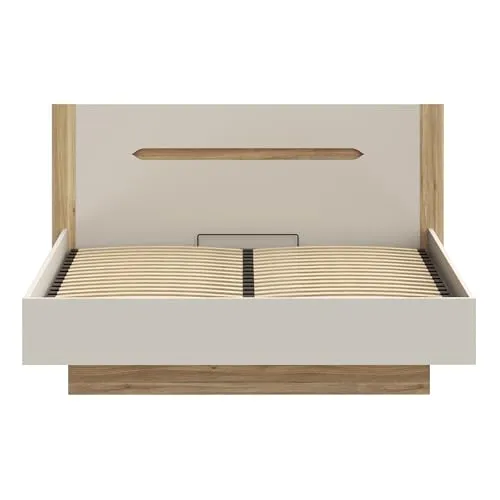 Forte EDWAL Bett 180 cm mit Stauraum - Modernes Doppelbett mit praktischem Stauraum unter dem Lattenrost. Elegantes Design in Kaschmir und Holzdekor, ideal für ein stilvolles und aufgeräumtes Schlafzimmer.