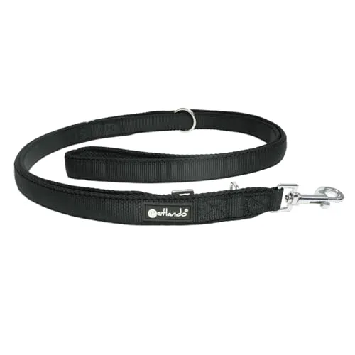 Petlando Hundeleine 3m Mesh, weich gepolstert, atmungsaktiv, leicht & robust, Führleine 3 Fach verstellbar mit Karabiner, Freihandleine, Umhängeleine, Leine für mittelgroße Hunde, Schwarz 300x2,5cm