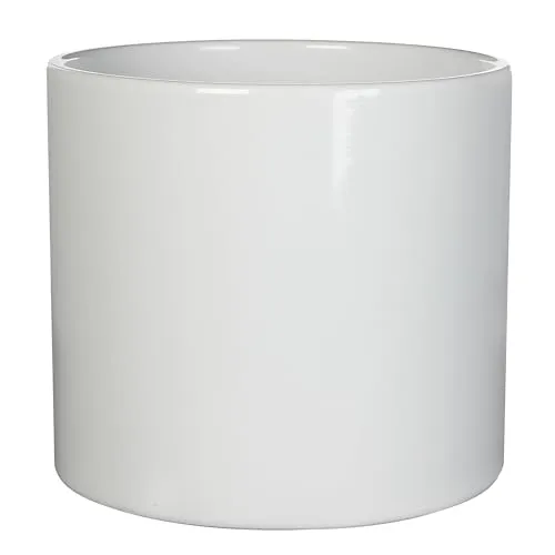 Annastore Keramik Blumen Übertopf ERA - Pflanztopf – Übertopf – Übertöpfe – Blumenübertöpfe - Blumentopf (Weiß, H 26 cm - Ø 28 cm)