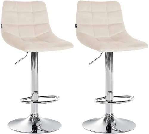 CLP Barhocker Jerry Samt 2er Set in beige von CLP