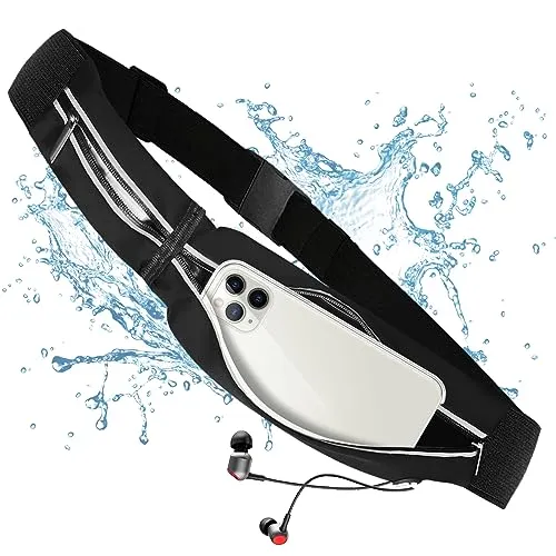 Laufgürtel für Handy, Sportgürtel Lauftasche.Ultraleichte Hüfttasche für Joggen, Fitness, Damen und Herren Schwarz