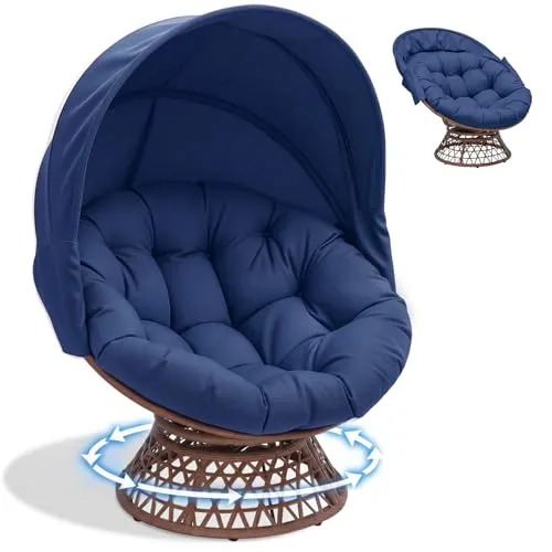 COMHOMA Papasansessel mit Kissen und Sonnenschutz von COMHOMA