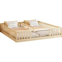 Kinderbett Kiefer 90x200cm mit Rausfallschutz und Lattenrost - Praktisches Kinderbett für zwei Liegeflächen, ideal für Geschwister. Stabil und aus massivem Kiefernholz, mit Rundum-Absturzschutz für sicheres Schlafen. Einfache Montage garantiert.