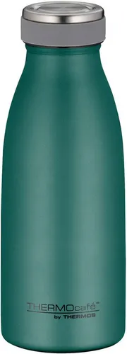 THERMOcafé TC Bottle 0,35l - Isolierflasche in moss green mat - Thermobehälter, aus Edelstahl, kohlensäurefest, hält 12h heiß und 24h kalt, ideal für Schule, Büro und unterwegs, 100% auslaufsicher und umweltfreundlich.