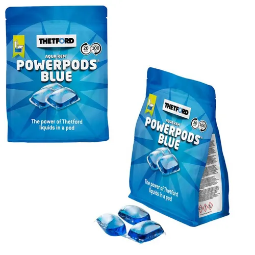 THETFORD Power Pods Blue - 20 wasserlösliche Pods - WC-Reiniger für Fäkalientanks, reduziert Gasbildung und sorgt für frische Hygiene bei jedem Gebrauch.