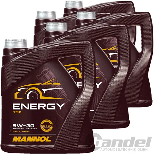 5x 4L MANNOL ENERGY MOTORÖL 5W30 passend für BMW LL-98 VW 502.00 MB 229.5 RN0710
