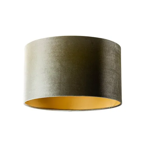 QAZQA Samtlampenschirm Grün mit Goldener Innenseite 35/35/20 - Eleganter Samtlampenschirm in Grün mit goldener Innenseite für stilvolle Pendelleuchten. Er schafft eine warme, stimmungsvolle Beleuchtung und passt perfekt in klassische Interieurs. Durchmesser 35 cm, Höhe 20 cm – ideal für ein luxuriöses Ambiente.