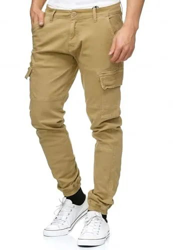 Indicode Herren August Cargohose - Sportliche Cargo Chino für Männer - Wanderhosen mit 6 praktischen Taschen, ideal für einen lässigen Look und vielseitig kombinierbar. Hochwertige Baumwolle für besten Tragekomfort.