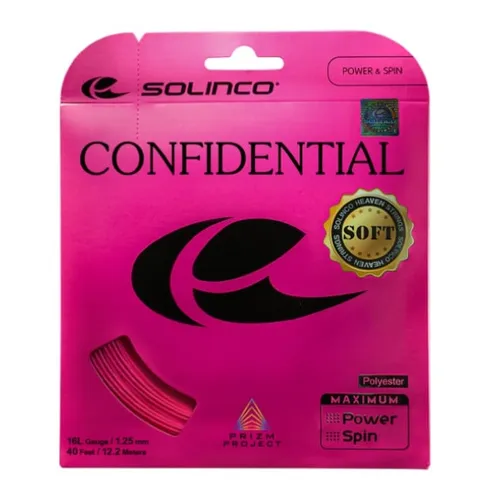 Solinco Tennissaite Confidential Soft (Haltbarkeit + Spielgefühl) pink 12m Set, Saitendicke: 1.15