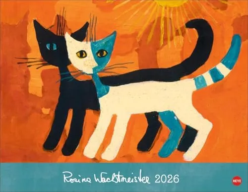 Rosina Wachtmeister Posterkalender 2026 - Kunstgeschichte nach Thema & Konzept: Hochwertig gestalteter Wandkalender mit edler Gold- und Silberfolienprägung, perfekt für Katzenliebhaber und als dekorativer Blickfang.
