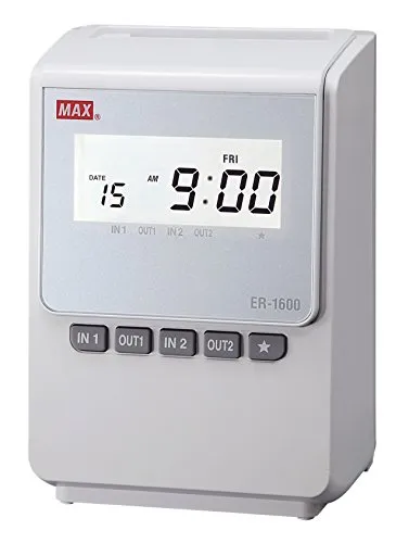 MAX Stempeluhr ER-1600 mit 100 Stempelkarten von MAX