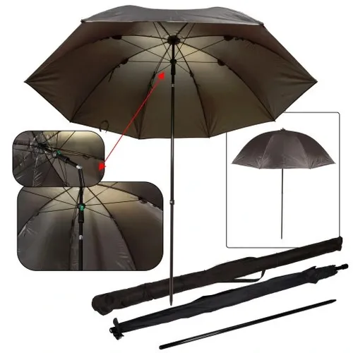 Angelschirm Sonnenschirm XL 200cm / 315cm 45° winkelbar Nylon inkl. Zubehör