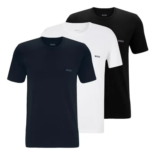BOSS Herren Classic T-Shirts Kurzarm Shirts Pure Cotton Crew-Neck 3er Pack, Farbe:Mehrfarbig, Artikel:-982 White/Navy/Black, Größe:2XL