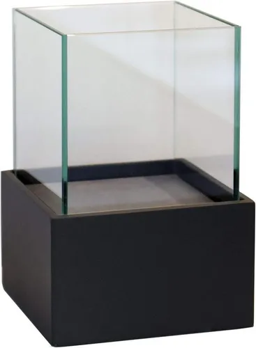 VIVANNO Windlicht Fiberglas CANDELITA Rechteckig - Schwarz Matt (1 St), 20x20x29 cm