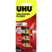 Uhu Sekundenkleber Blitzschnell Minis Flüssig 3 x 1 g