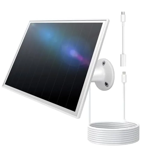 8W Solarpanel für Außenüberwachungskameras, Solarladegerät mit 5-Volt-Micro-USB- und USB-C-Anschluss, kompatibel mit Eufy/Wyze/Reolink, Schnellladung