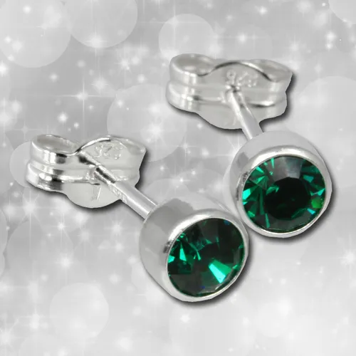 Ohrringe für Damen 5mm Ohrstecker 925 Sterling Silber Zirkonia grün SDO503G