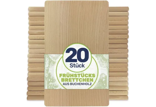 Gravidus Frühstücksbrettchen Holzbrett Buche 22x12x1 cm (20 Stück) - Praktische Brotbrettchen aus hochwertigem Buchenholz, ideal für Kindergarten und Schule. Personalisierbar mit niedlichen Tiermotiven, messerschonend und leicht zu reinigen.