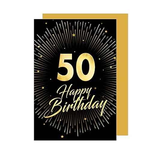 Edition Seidel Premium Glückwunschkarte zum 50. Geburtstag mit Umschlag. Geburtstagskarte Grusskarte Billet Karte Happy Birthday Mann Frau (GZ345-50 SW023)