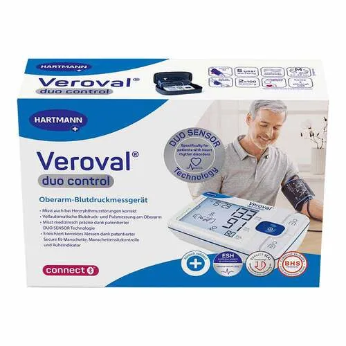 Veroval duo control Oberarm-Blutdruckmessgerät Medium - Präzise Messung auch bei Herzrhythmusstörungen, DUO Sensor Technologie und komfortable Nutzung mit großer Manschette