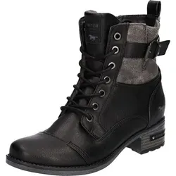 MUSTANG Damen Stiefeletten Schwarz, Schuhgröße: EUR 37 - Wanderschuhe mit Blockabsatz, ideal für stilvolle Outdoor-Abenteuer und komfortable Spaziergänge.