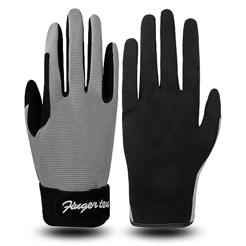 Reithandschuhe Kinder Mädchen Jungen Reiterhandschuhe Kinderreithandschuhe Reitsport Reiten Handschuhe Wert 1 Paar Dunkelgrau XL, Reiter Fahrradhandschuhe für 5-13 Jahre Kind
