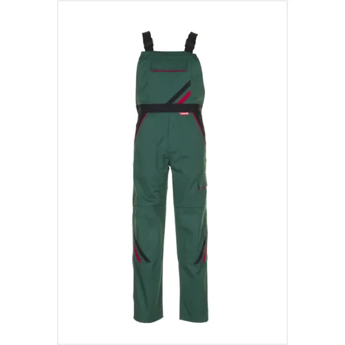Latzhose 2335 - grün/schwarz/rot, Größe 64 - Hochwertige Berufs-Latzhose 2335 in grün/schwarz/rot, Größe 64, ideal für Handwerk und Industrie mit robustem Material für maximale Strapazierfähigkeit.